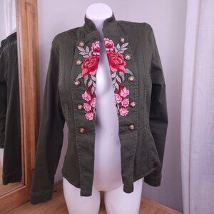 Beautiful One 5 One Embroidered Olive Green Jacket